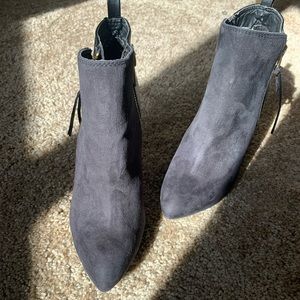 Black suede and leather high heel boots size 6.5